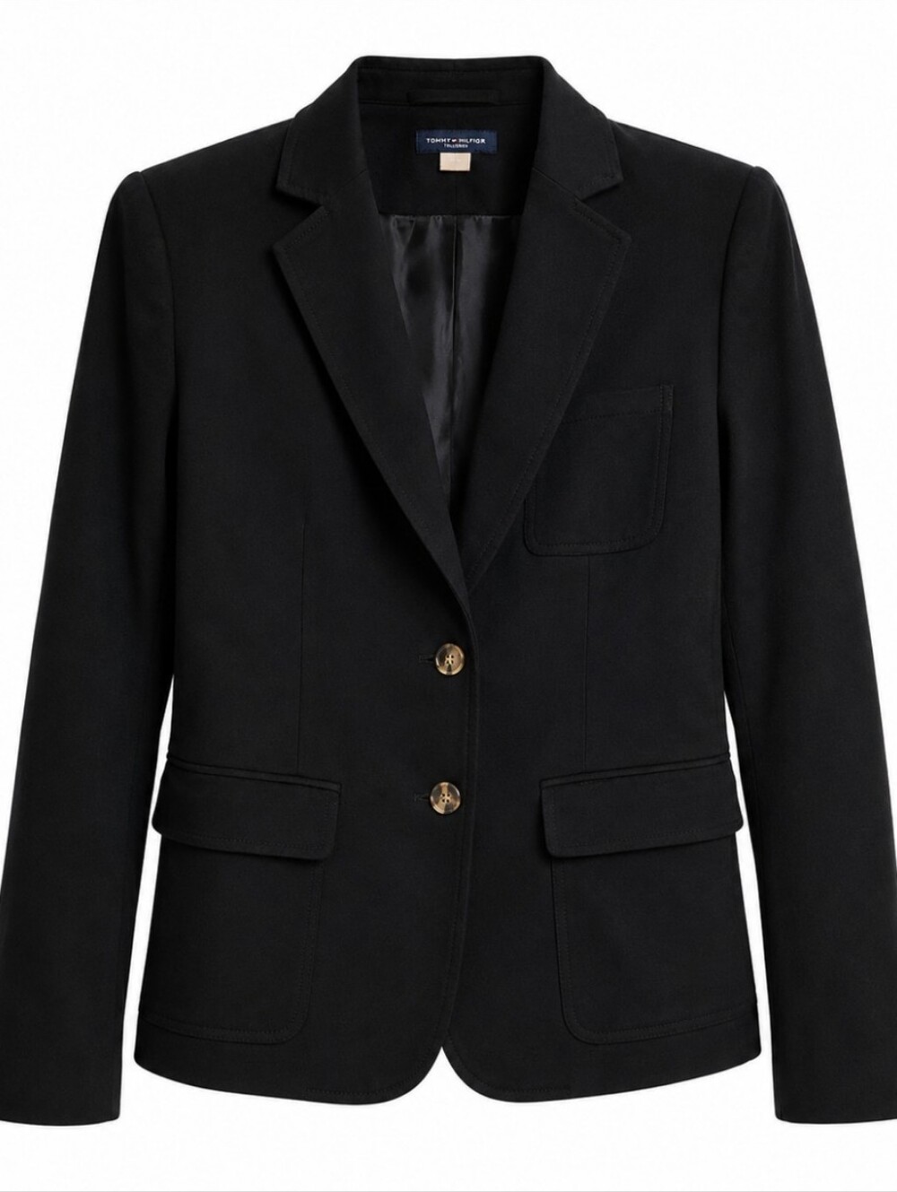 Tommy Hilfiger Women's Sz 2 Black Single-Breasted Blazer with Gold Buttons